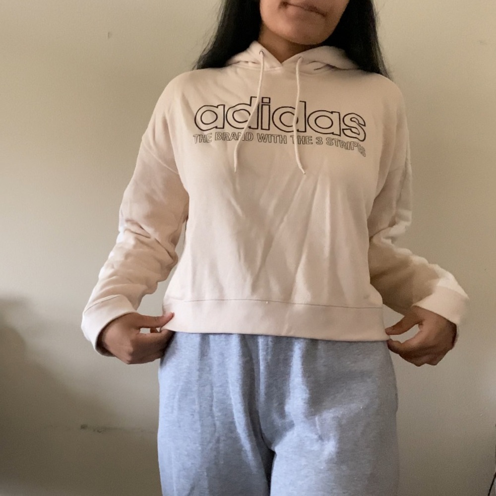 ADIDAS Cream Cropped Hoodie